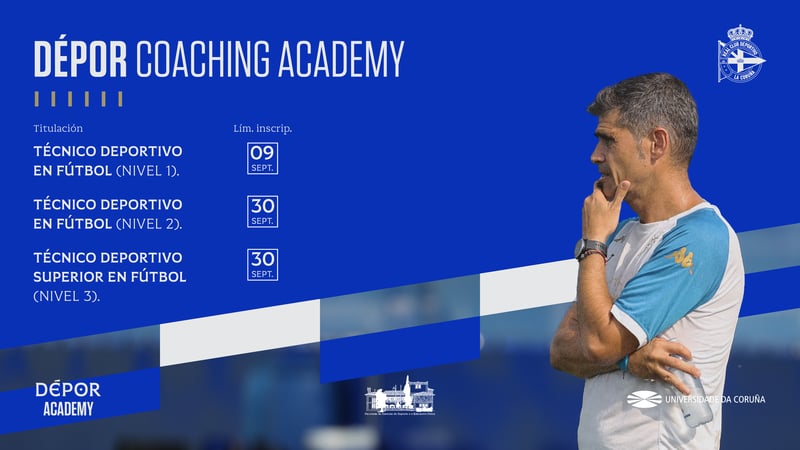 A Escola de Adestradores do RC Deportivo abre unha convocatoria extraordinaria de acceso ao curso de Técnico Deportivo en Fútbol