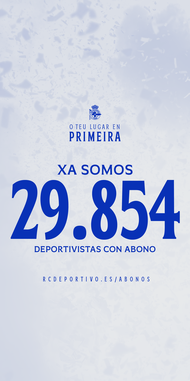 El RC Deportivo cierra la campaña 'O teu lugar en Primeira' con 29.854 abonados
