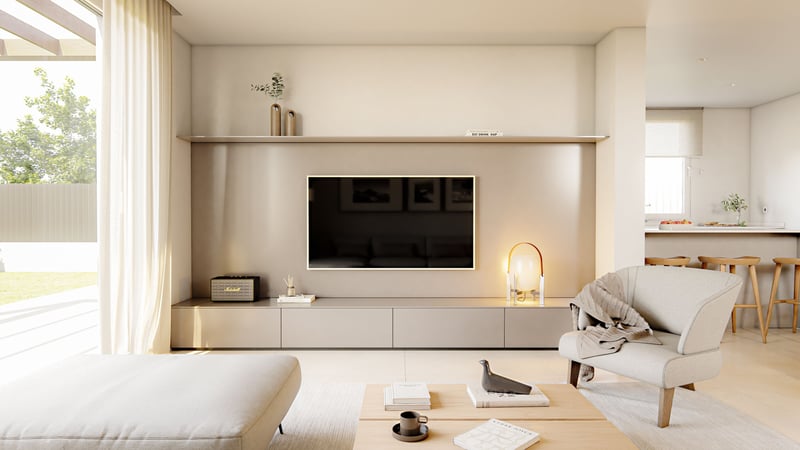 Espacio de estar moderno con acabados contemporáneos en Jardín de Vega
