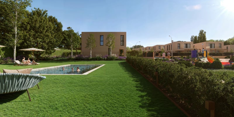 Exterior con piscina