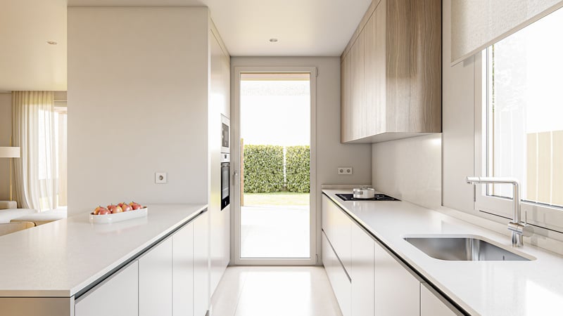 Detalle de cocina con electrodomésticos integrados en Jardín de Vega